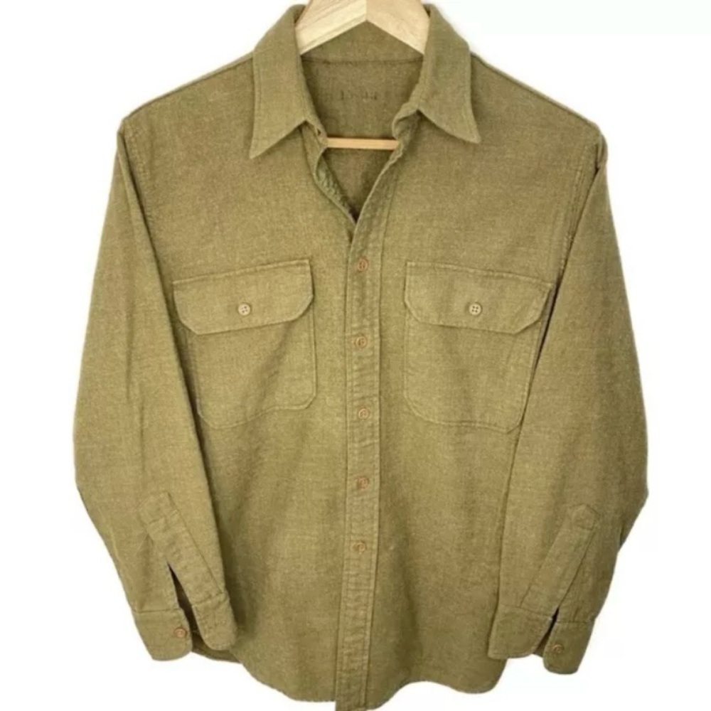 Vintage 40’s US Army World War II Men’s Wool Military Flannel Shirt Size Large